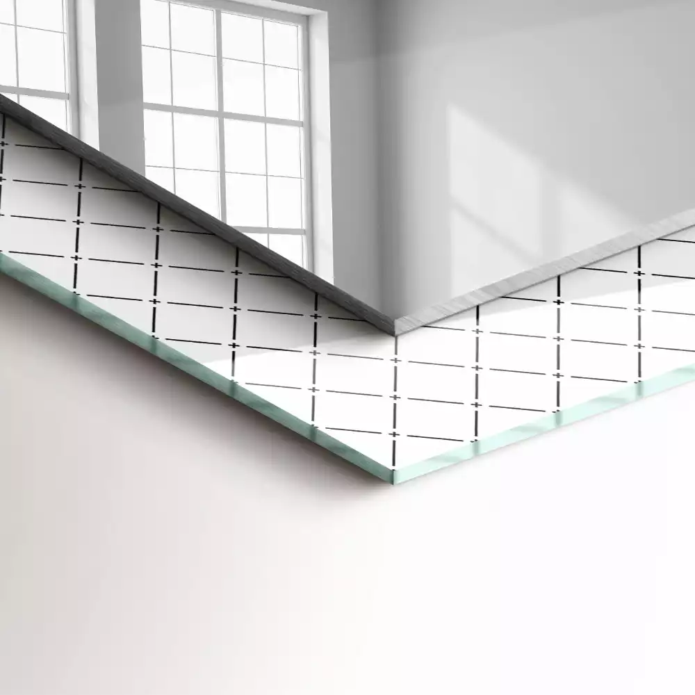 Miroir rectangulaire imprimé motif à carreaux et lignes