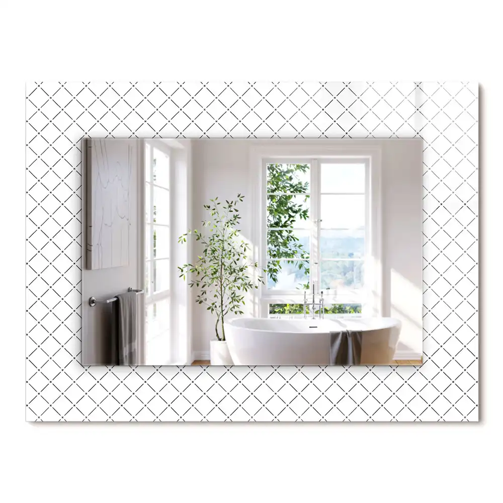 Miroir rectangulaire imprimé motif à carreaux et lignes