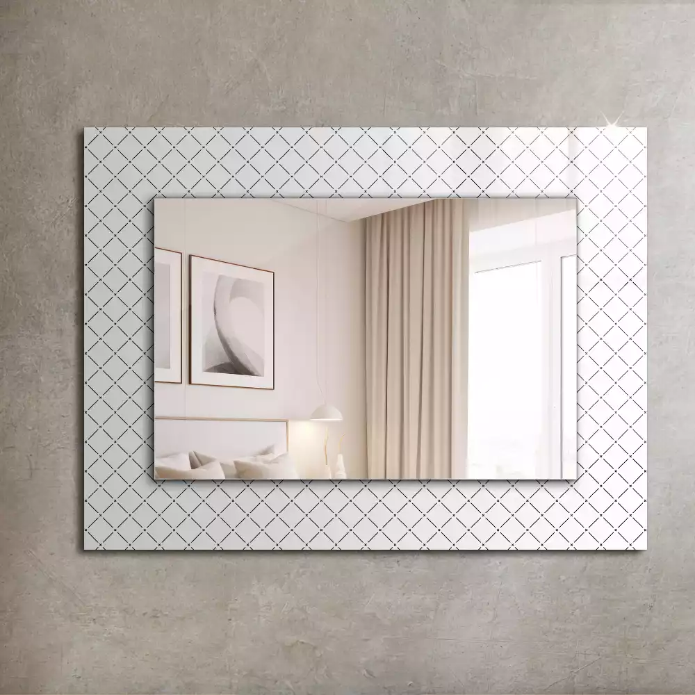 Miroir rectangulaire imprimé motif à carreaux et lignes
