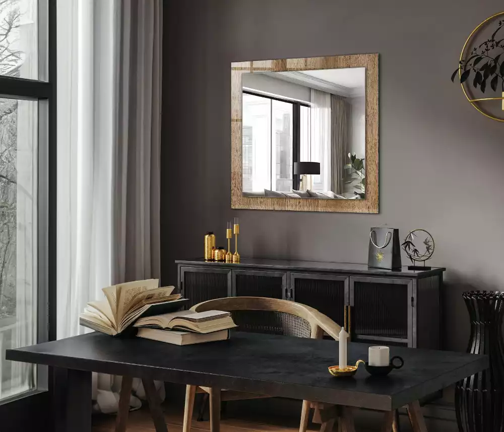 Miroir rectangulaire décoratif imprimé structure du bois