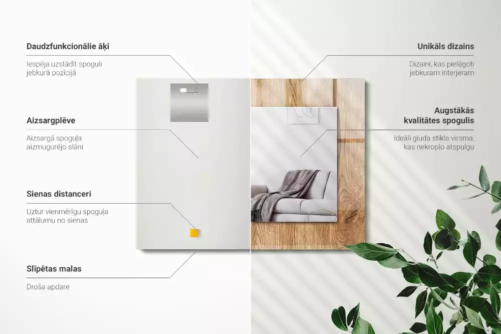 Miroir rectangulaire décoratif imprimé structure du bois