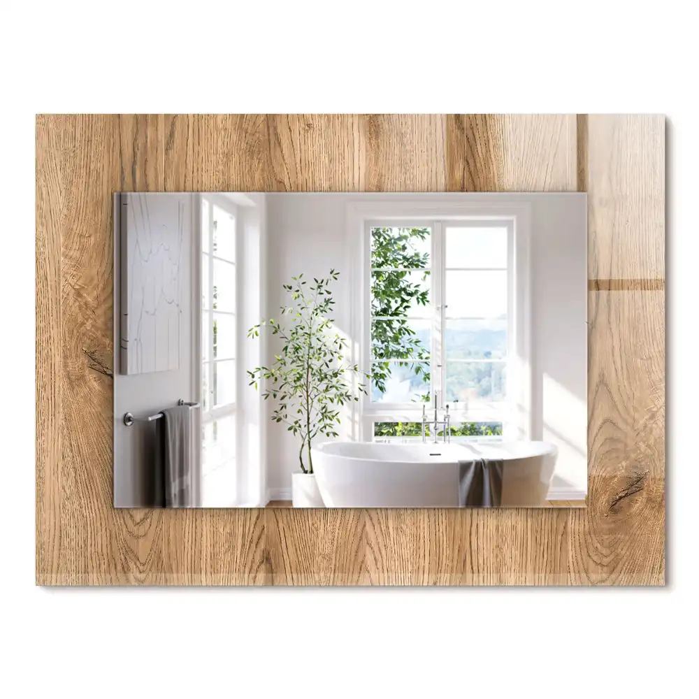 Miroir rectangulaire décoratif imprimé structure du bois