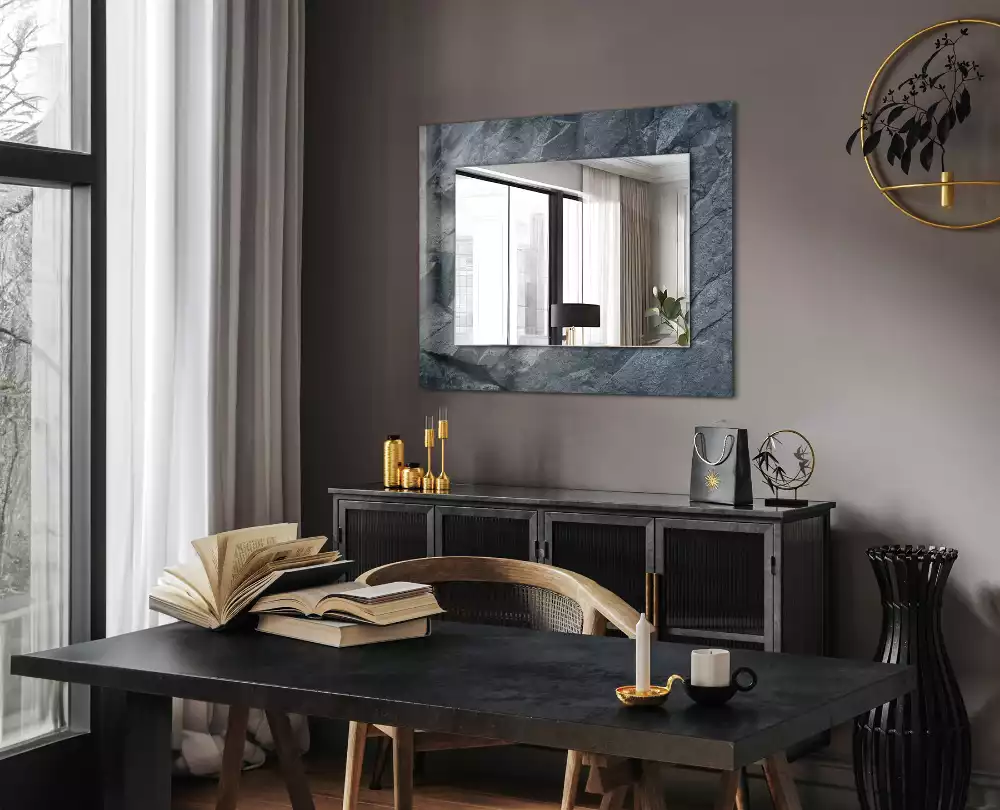 Miroir rectangulaire imprimé structure de roche minérale