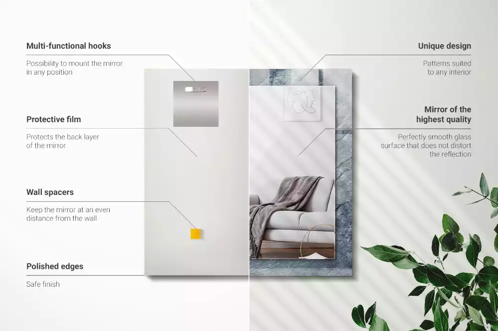 Miroir rectangulaire imprimé structure de roche minérale