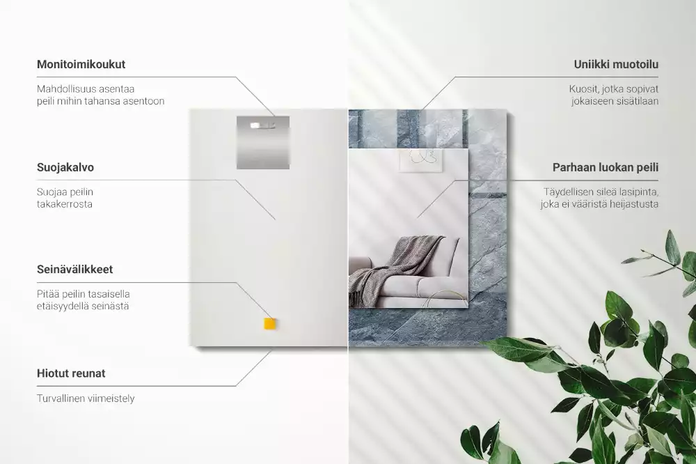 Miroir rectangulaire imprimé structure de roche minérale
