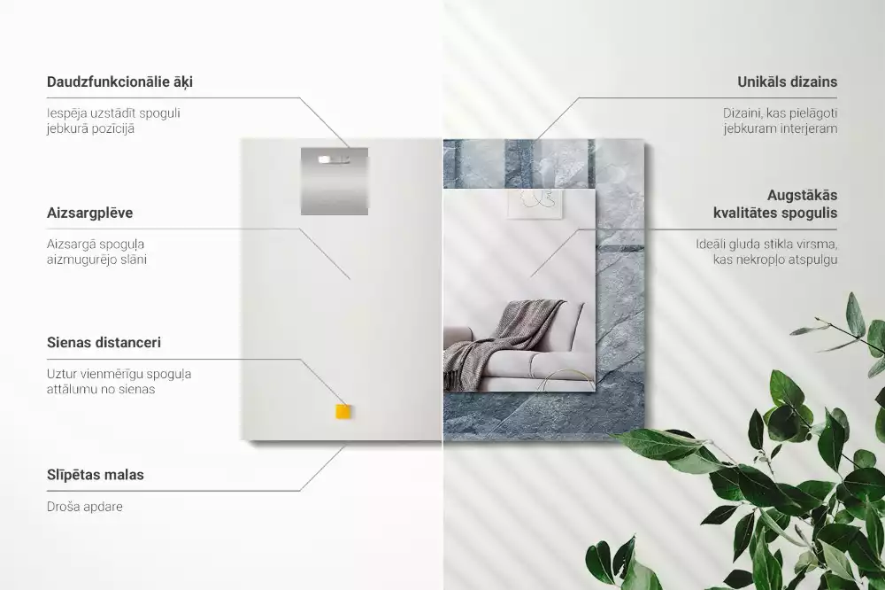 Miroir rectangulaire imprimé structure de roche minérale