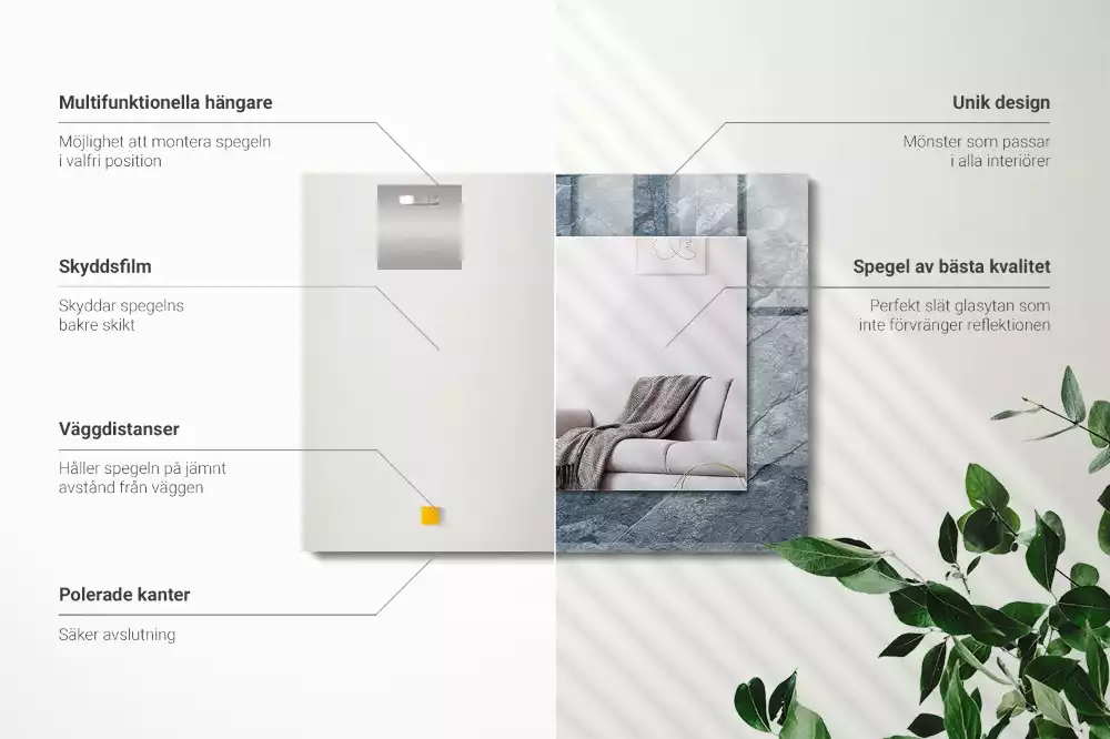 Miroir rectangulaire imprimé structure de roche minérale