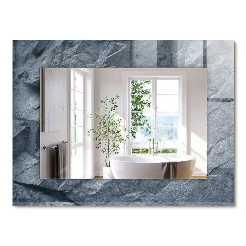 Miroir rectangulaire imprimé structure de roche minérale
