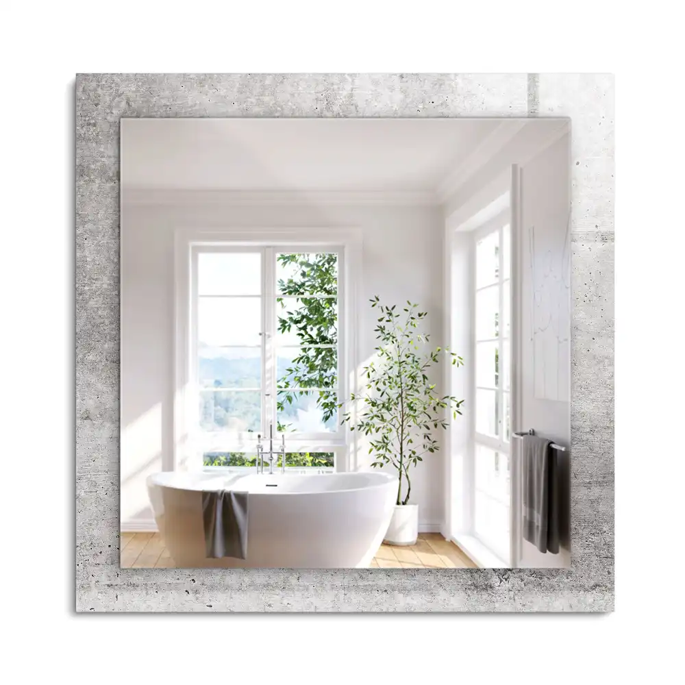 Miroir rectangulaire avec cadre imprimé structure de mur en béton