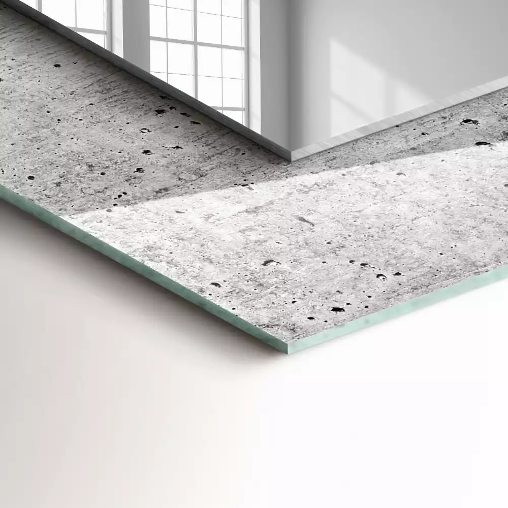 Miroir rectangulaire avec cadre imprimé structure de mur en béton
