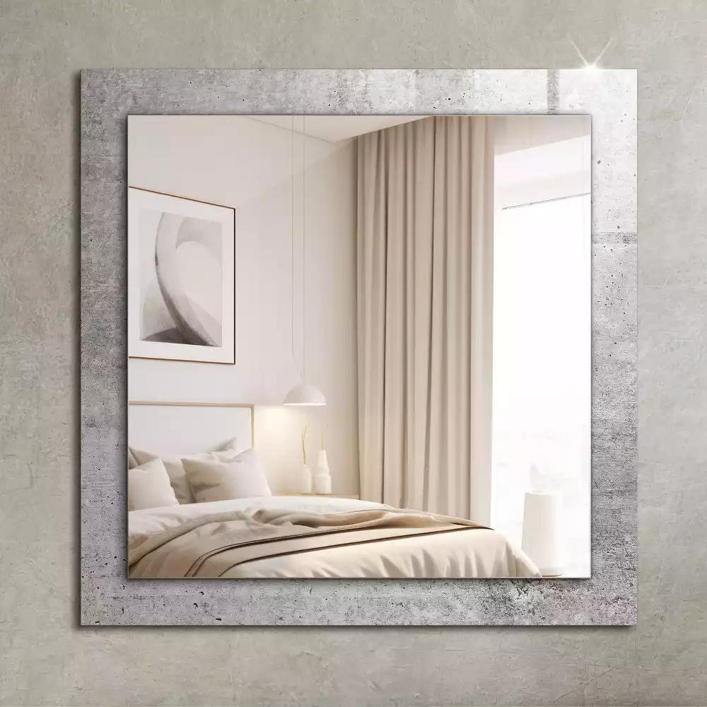 Miroir rectangulaire avec cadre imprimé structure de mur en béton