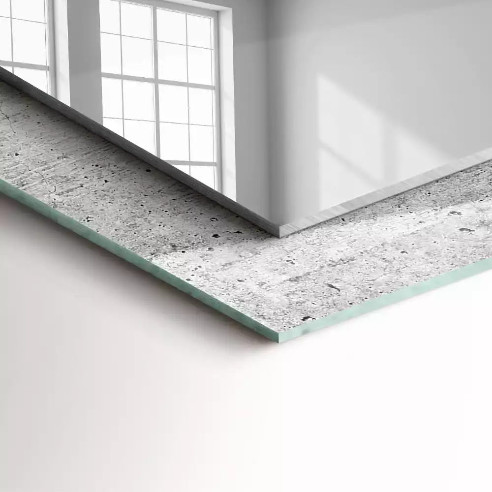 Miroir rectangulaire avec cadre imprimé structure de mur en béton