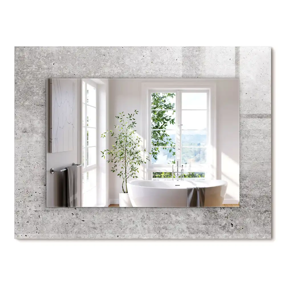Miroir rectangulaire avec cadre imprimé structure de mur en béton