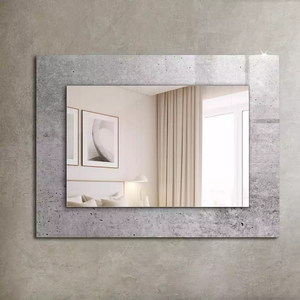 Miroir rectangulaire avec cadre imprimé structure de mur en béton