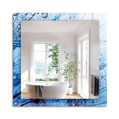 Miroir rectangulaire à cadre imprimé gouttes d'eau sur pissenlits