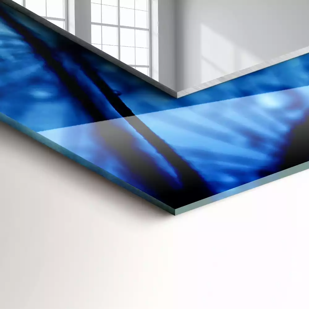 Miroir rectangulaire à cadre imprimé gouttes d'eau sur pissenlits