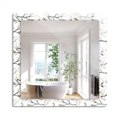 Miroir rectangulaire décoratif oiseaux sur branches