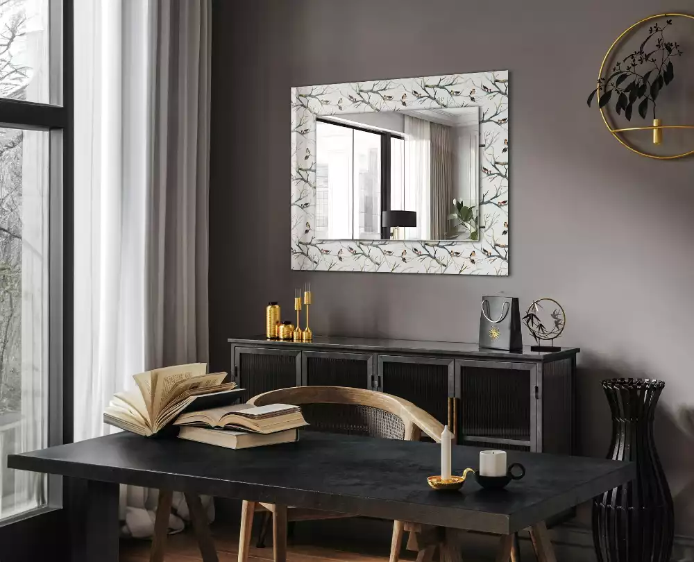 Miroir rectangulaire décoratif oiseaux sur branches