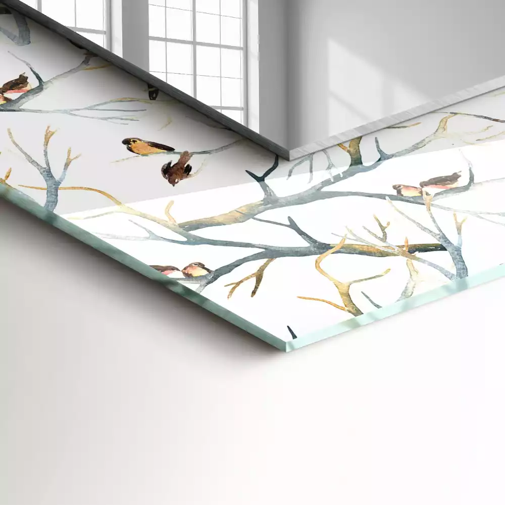 Miroir rectangulaire décoratif oiseaux sur branches