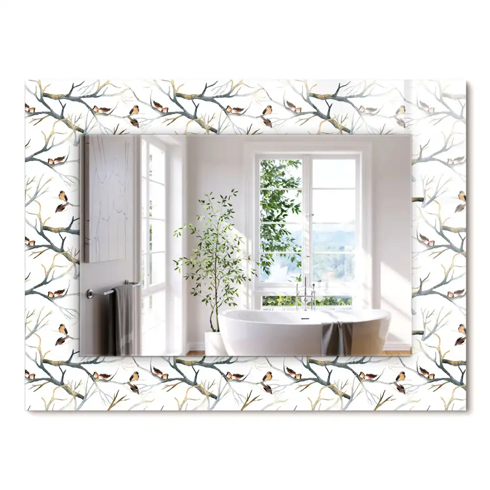 Miroir rectangulaire décoratif oiseaux sur branches