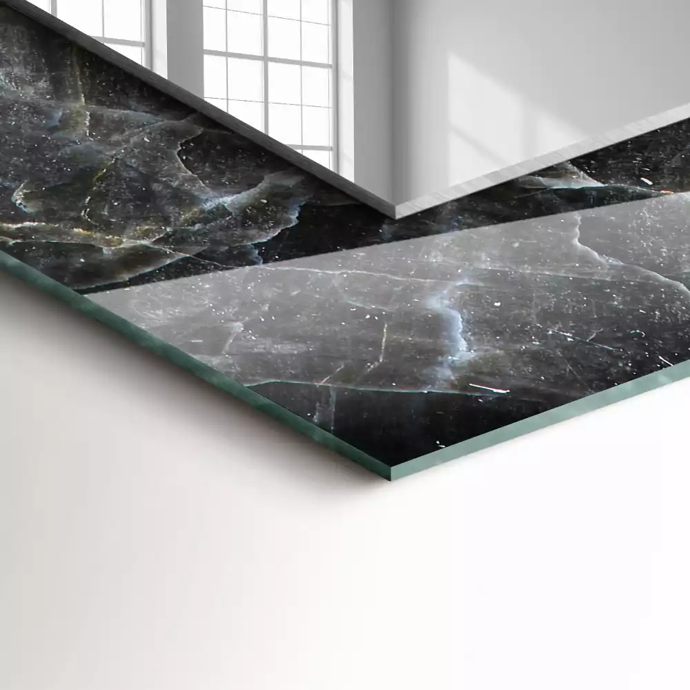 Miroir rectangulaire imprimé marbre noir veiné