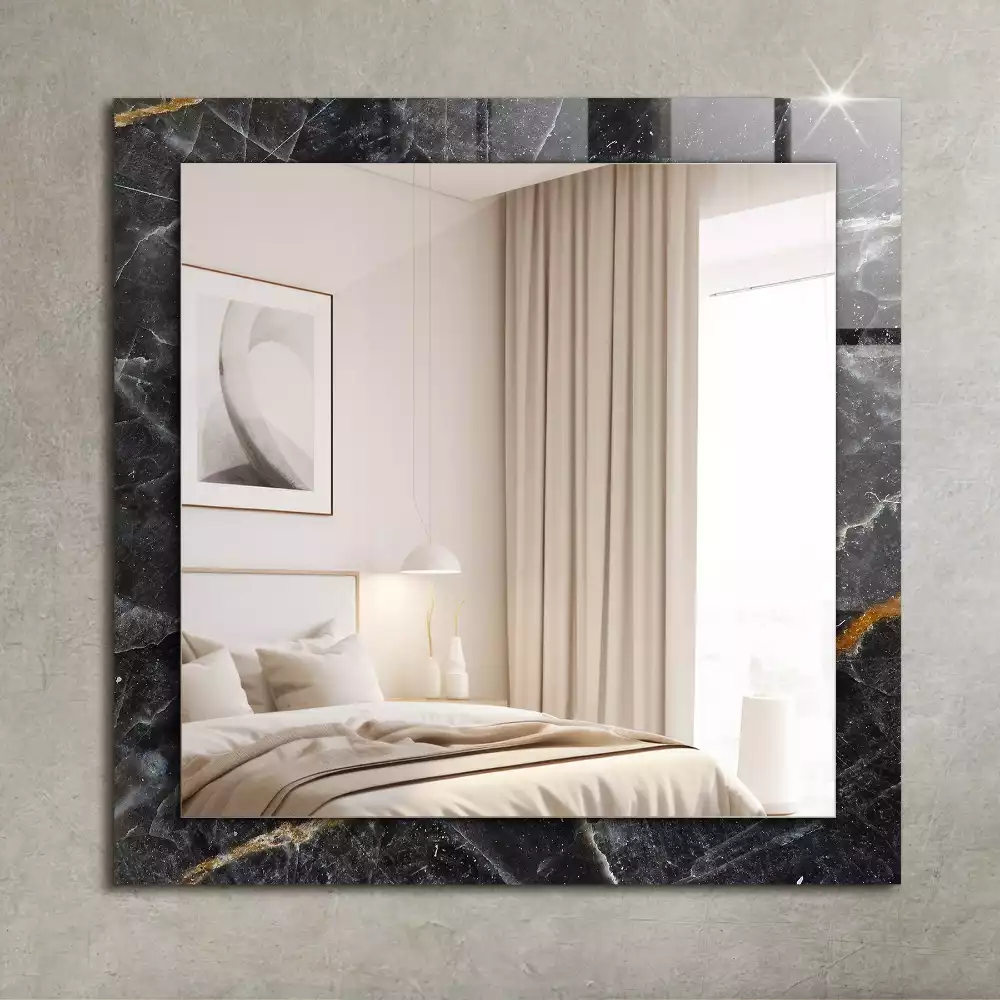 Miroir rectangulaire imprimé marbre noir veiné