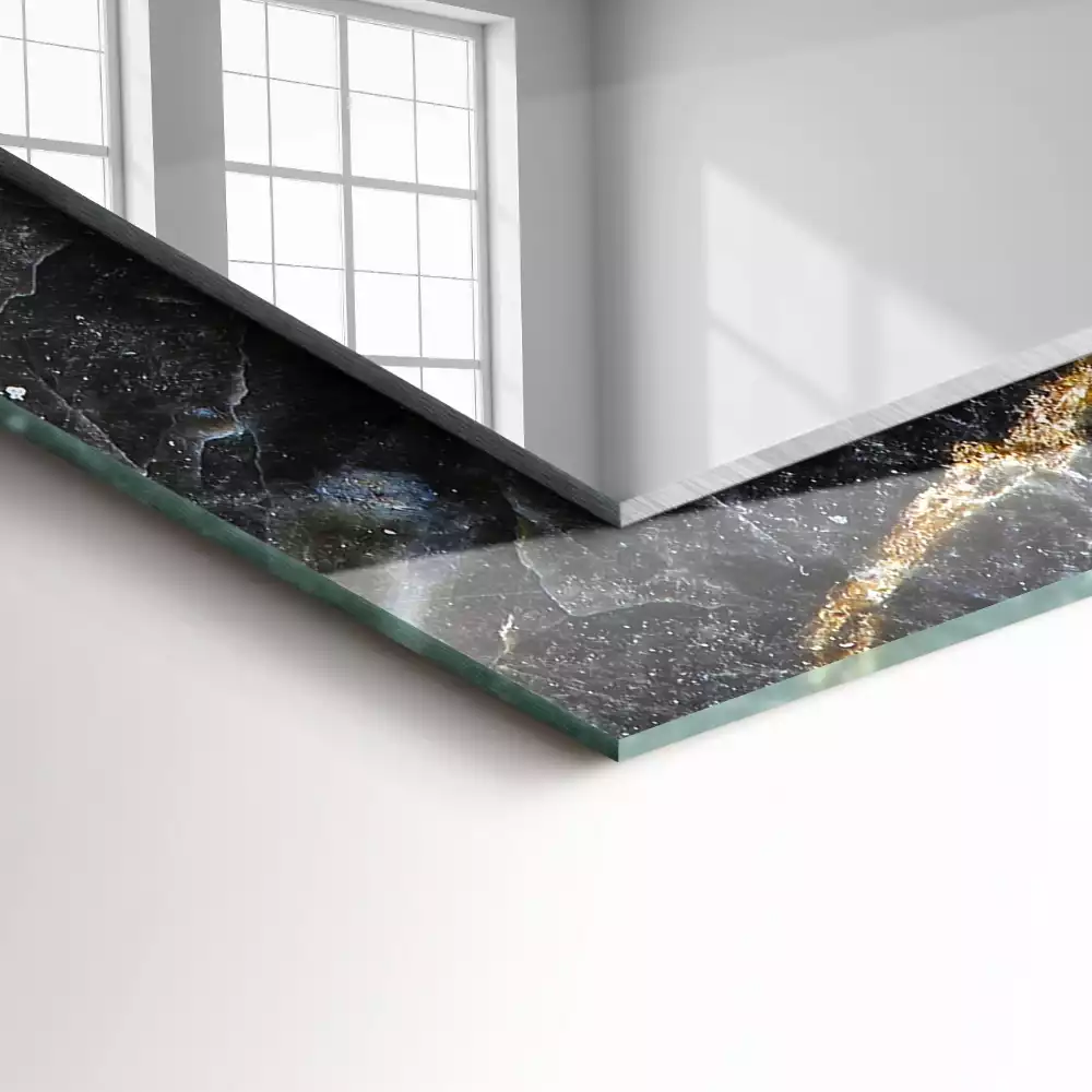 Miroir rectangulaire imprimé marbre noir veiné