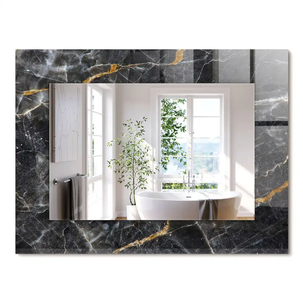 Miroir rectangulaire imprimé marbre noir veiné