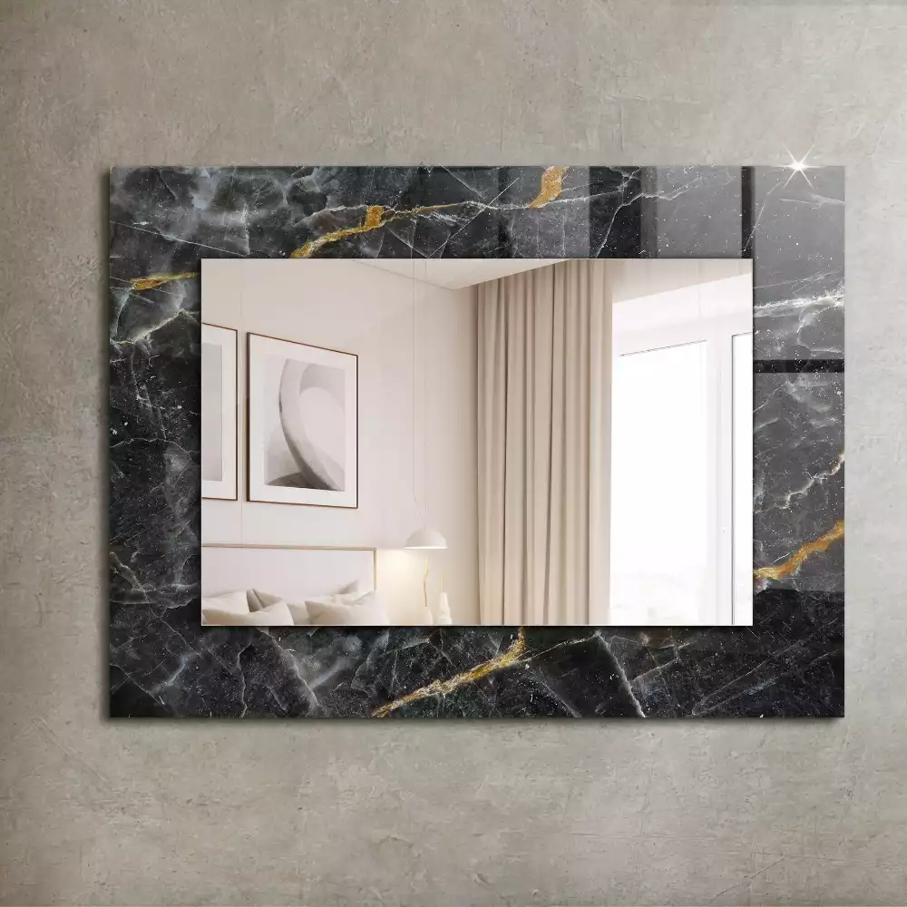 Miroir rectangulaire imprimé marbre noir veiné