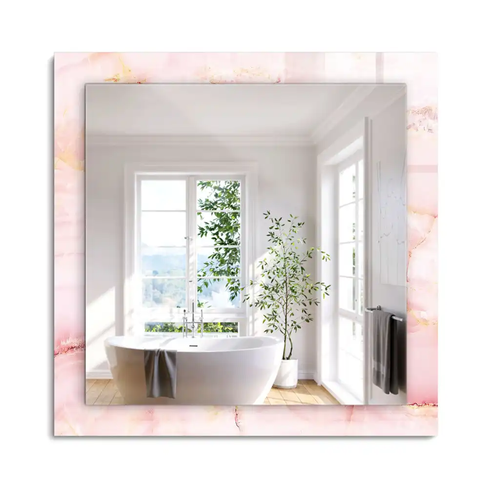 Miroir rectangulaire décoratif imprimé motif de marbre rose