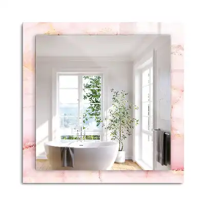 Miroir rectangulaire décoratif imprimé motif de marbre rose