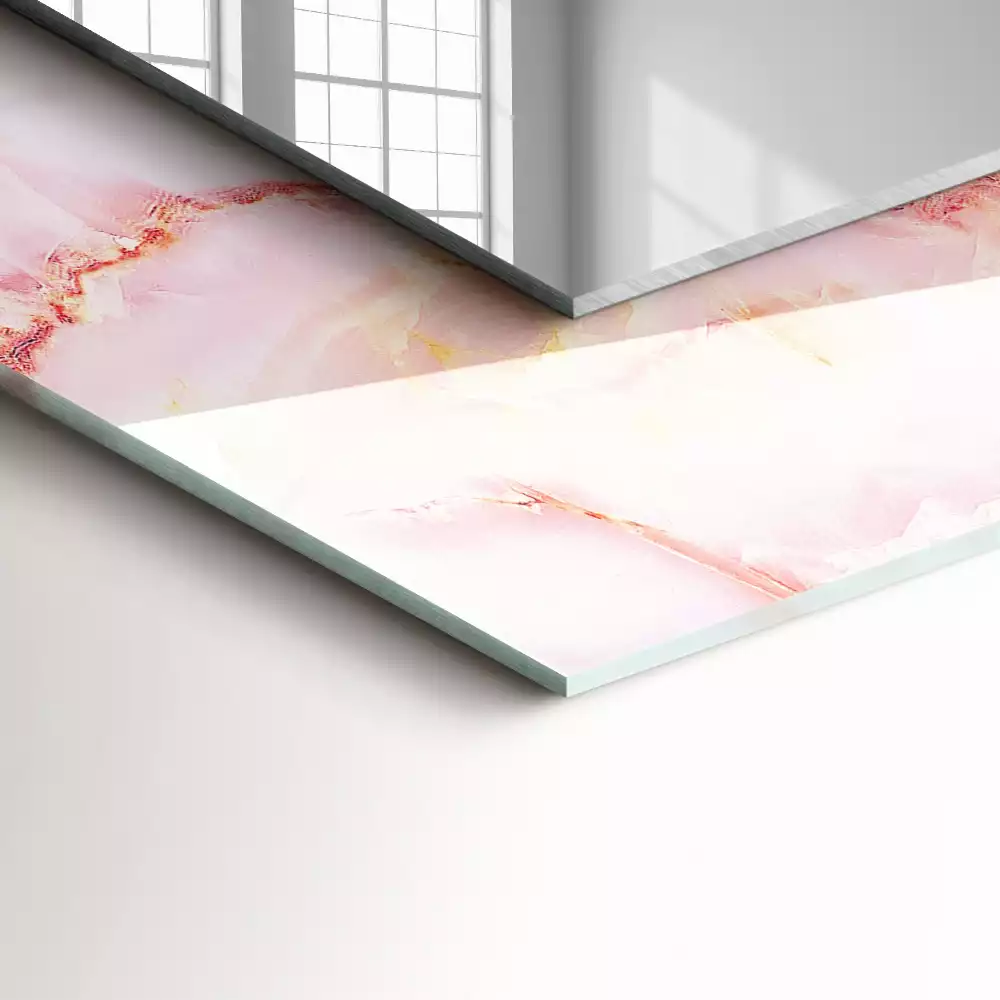 Miroir rectangulaire décoratif imprimé motif de marbre rose