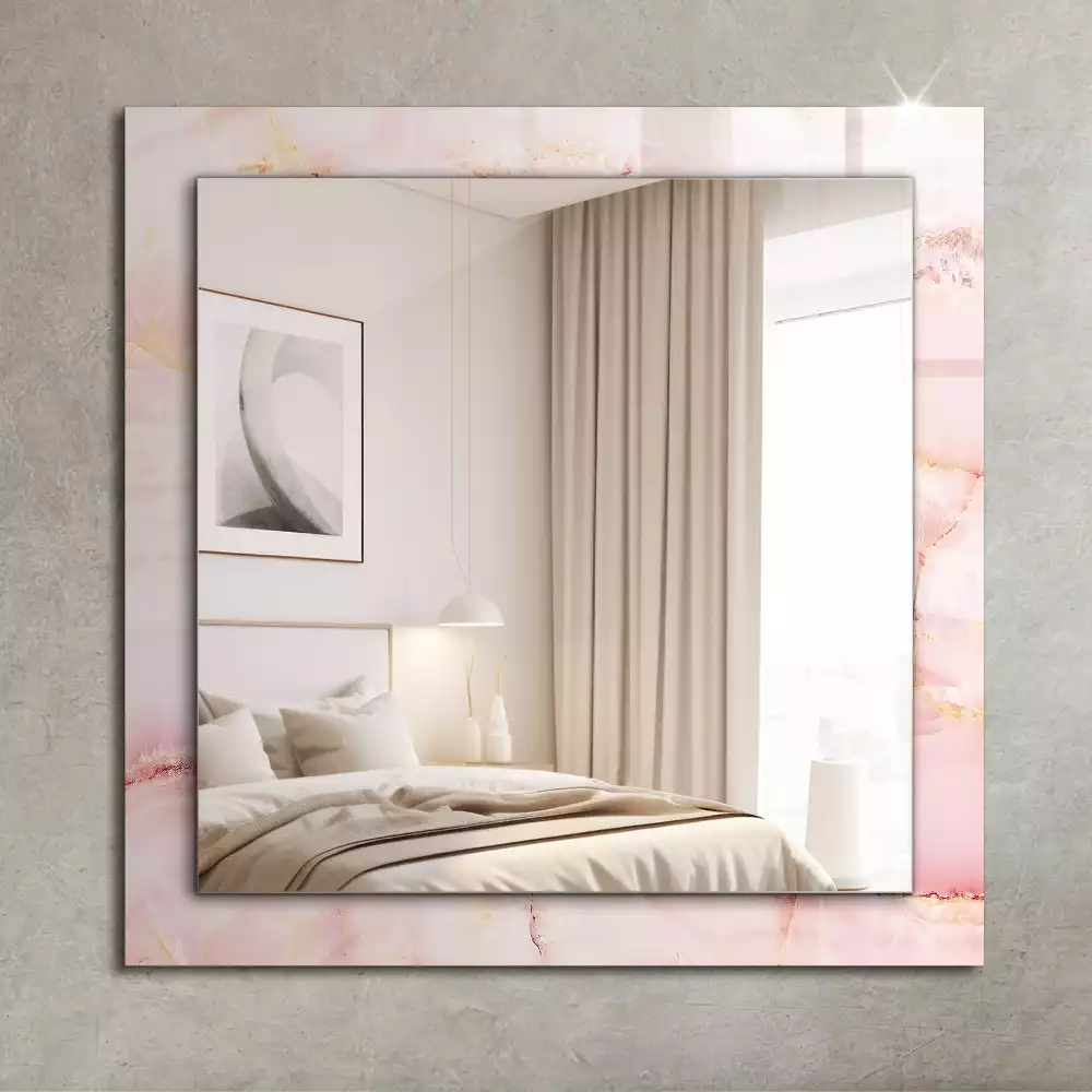 Miroir rectangulaire décoratif imprimé motif de marbre rose