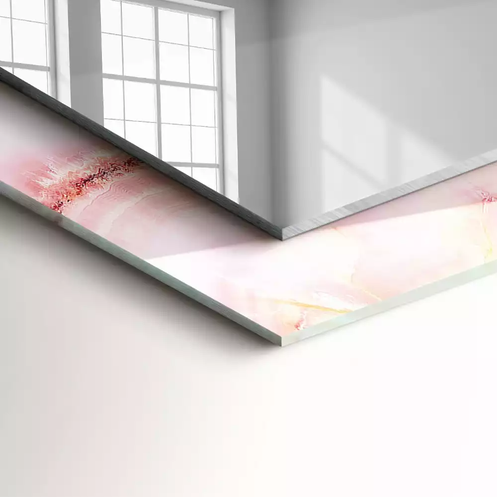 Miroir rectangulaire décoratif imprimé motif de marbre rose