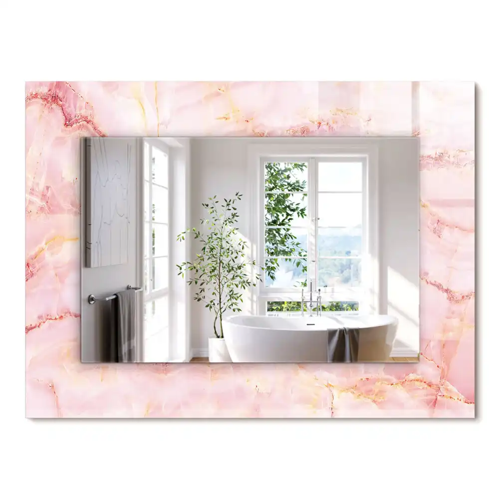 Miroir rectangulaire décoratif imprimé motif de marbre rose