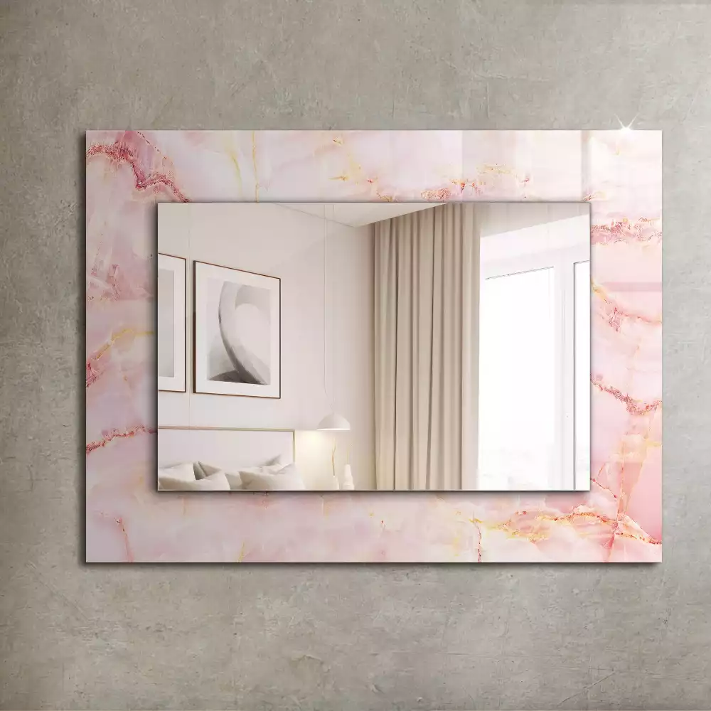 Miroir rectangulaire décoratif imprimé motif de marbre rose
