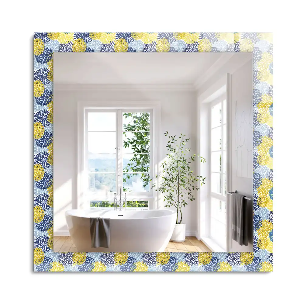 Miroir rectangulaire avec cadre imprimé motif floral coloré