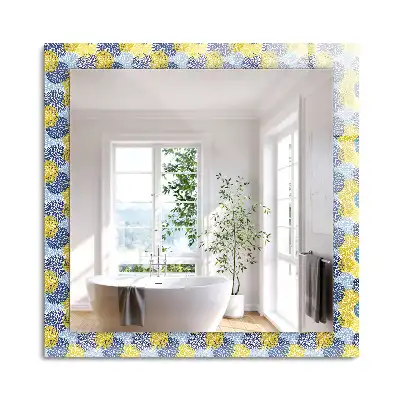 Miroir rectangulaire avec cadre imprimé motif floral coloré