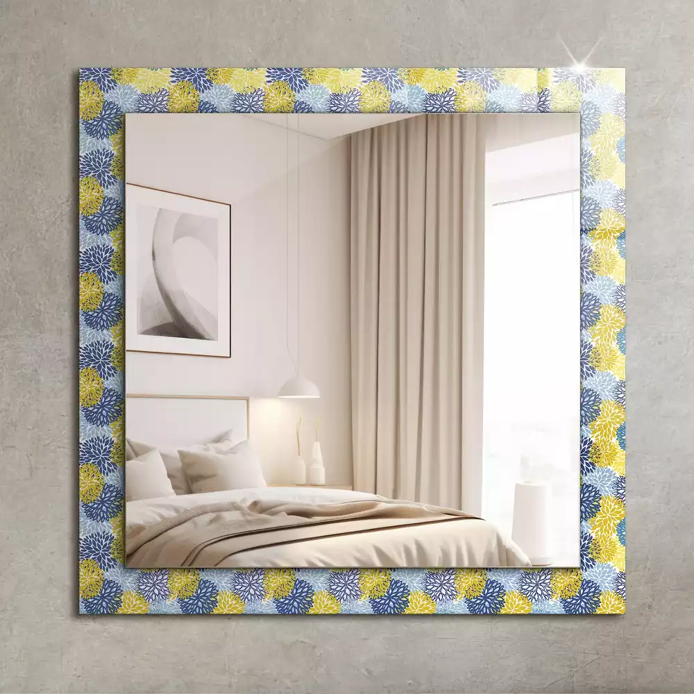 Miroir rectangulaire avec cadre imprimé motif floral coloré
