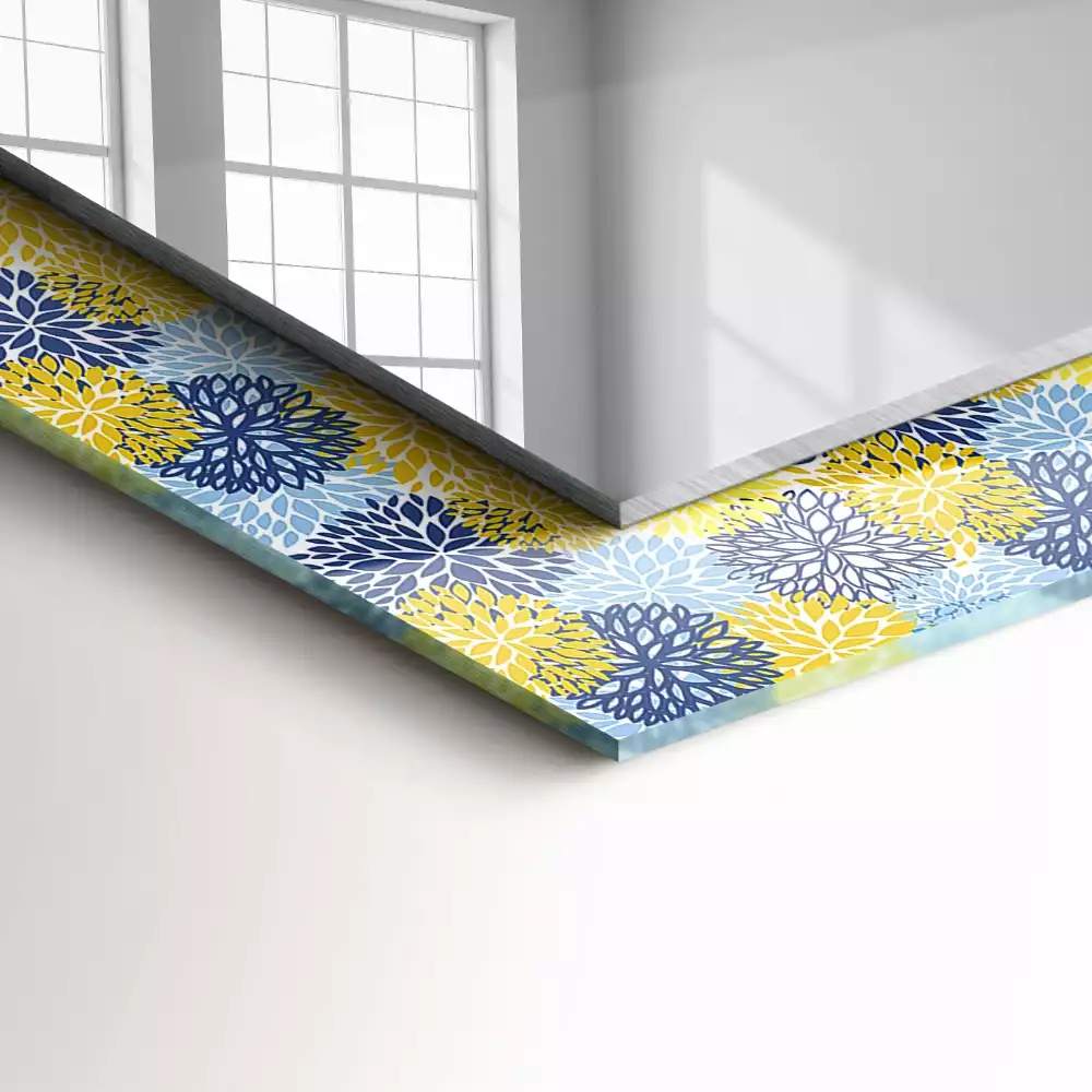 Miroir rectangulaire avec cadre imprimé motif floral coloré