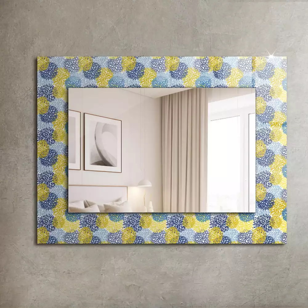 Miroir rectangulaire avec cadre imprimé motif floral coloré
