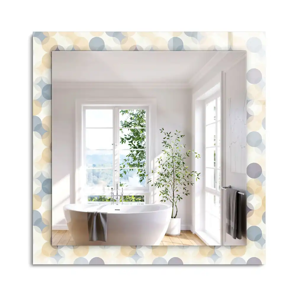 Miroir rectangulaire à cadre imprimé motifs arrondis colorés