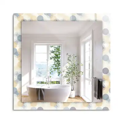 Miroir rectangulaire à cadre imprimé motifs arrondis colorés