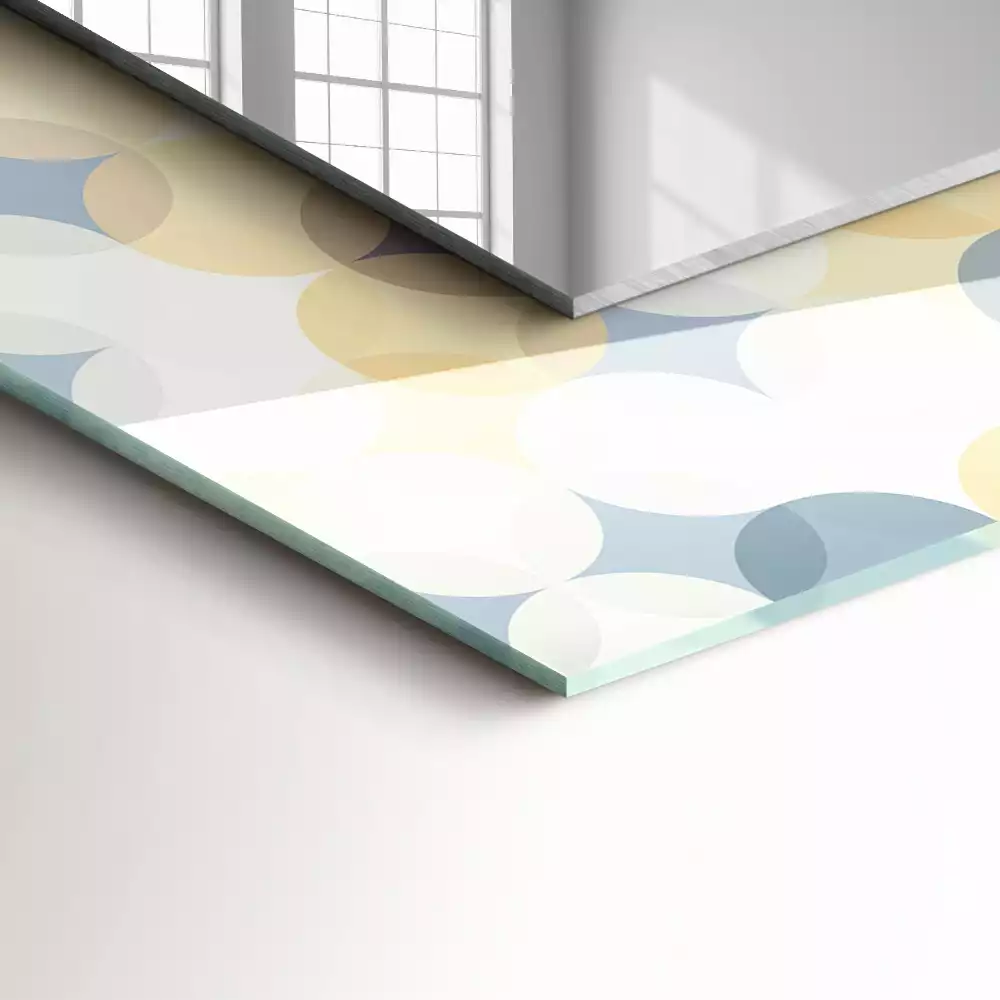 Miroir rectangulaire à cadre imprimé motifs arrondis colorés