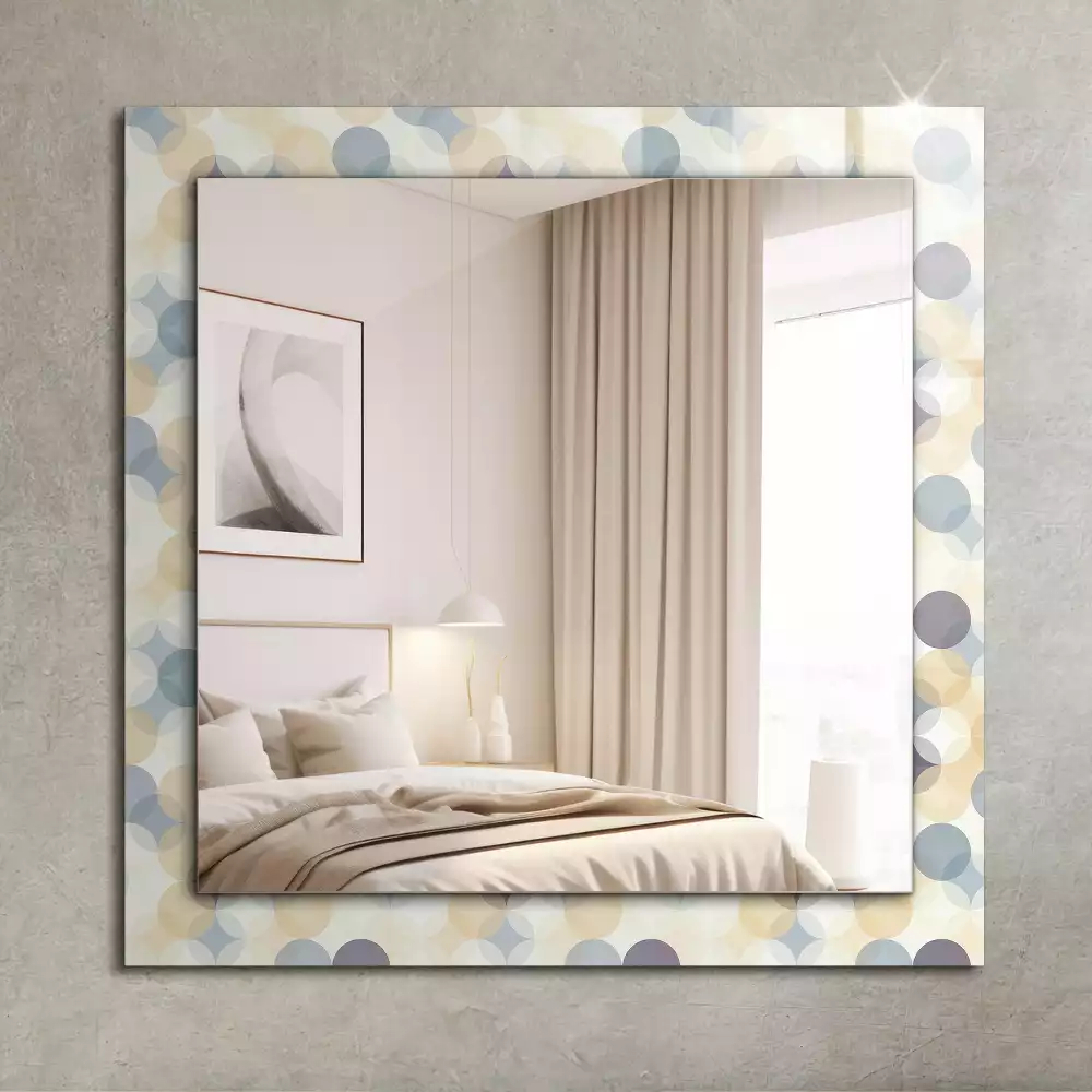 Miroir rectangulaire à cadre imprimé motifs arrondis colorés