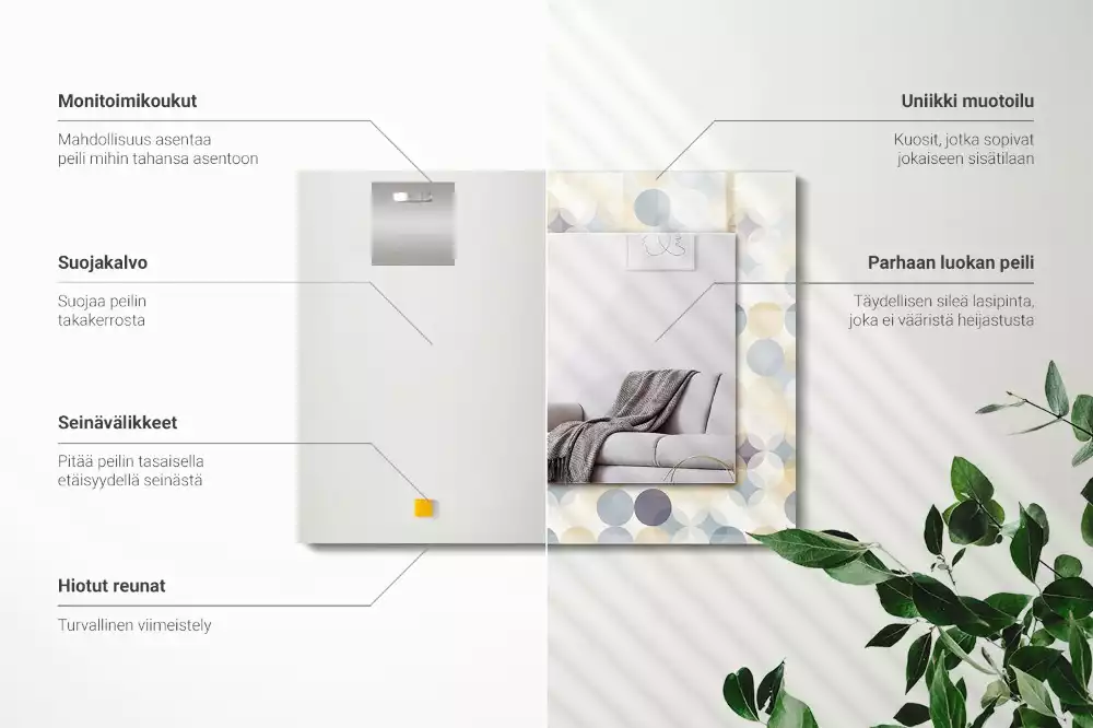 Miroir rectangulaire à cadre imprimé motifs arrondis colorés