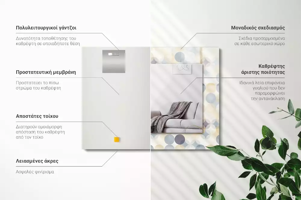 Miroir rectangulaire à cadre imprimé motifs arrondis colorés