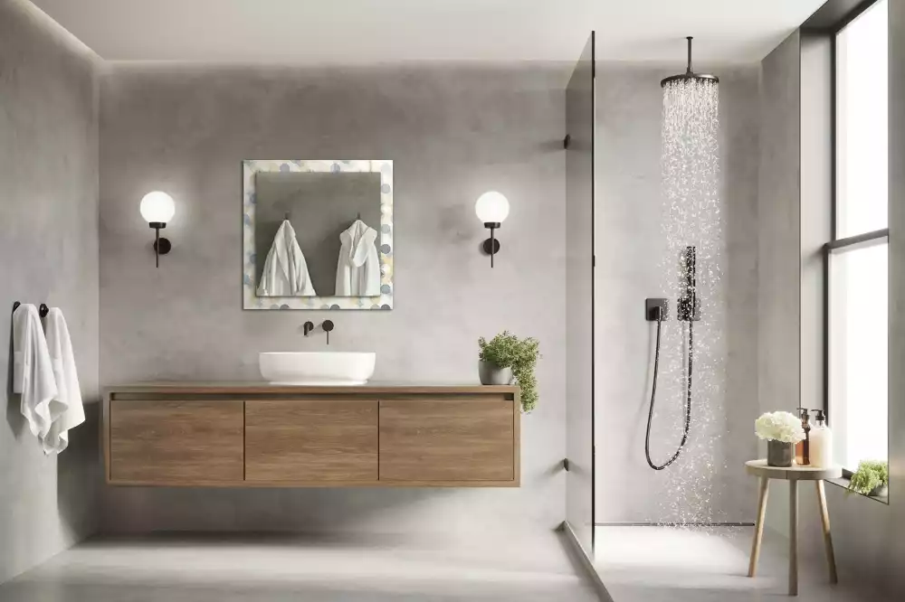 Miroir rectangulaire à cadre imprimé motifs arrondis colorés