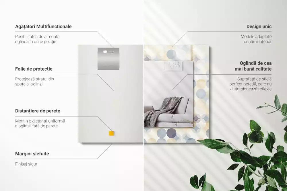 Miroir rectangulaire à cadre imprimé motifs arrondis colorés