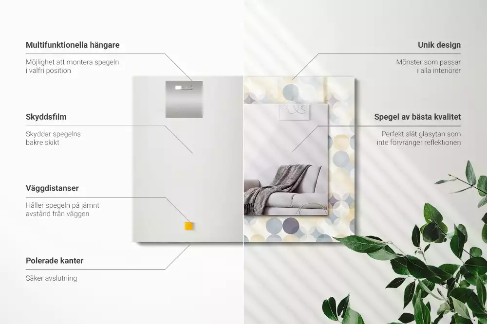 Miroir rectangulaire à cadre imprimé motifs arrondis colorés